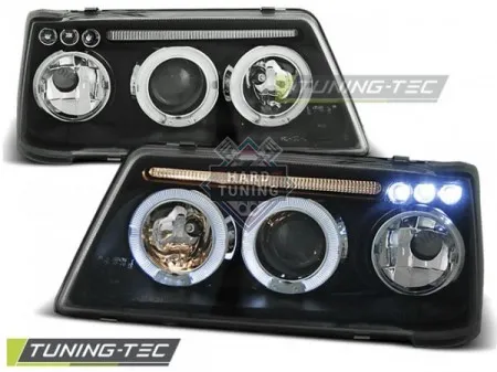Передние фары Peugeot 205 (1983-1996) Angel Eyes черные