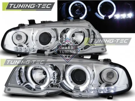 Передние фары BMW E46 (1999-2003) COUPE HEADLIGHTS ANGEL EYES fits хром