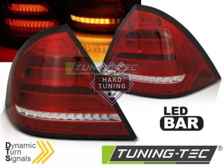 Задние фонари Mercedes W203 Sedan (2000-2004) LED BAR SEQ красно-белые