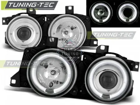 Передние фары BMW E32/E34 HEADLIGHTS ANGEL EYES fits хром