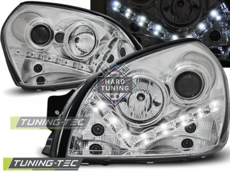 Передние фары Hyundai Tucson 1 (2004-2010) Daylight хром