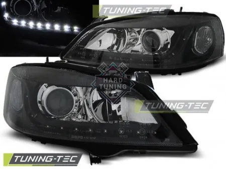Передние фары Opel Astra G (1997-2004) Daylight черные