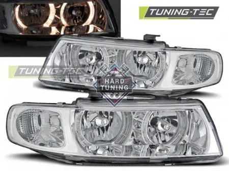 Передние фары Seat Leon / Toledo (1999-2004) Angel Eyes хром