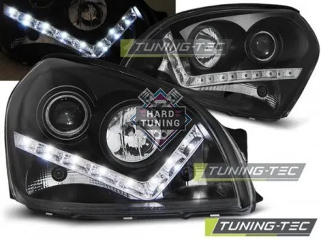 Передние фары Hyundai Tucson 1 (2004-2010) Daylight черные