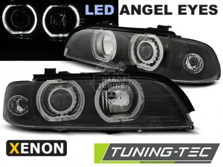 Передние фары BMW E39 (1995-2003) XENON HEADLIGHTS ANGEL EYESLED fits черные