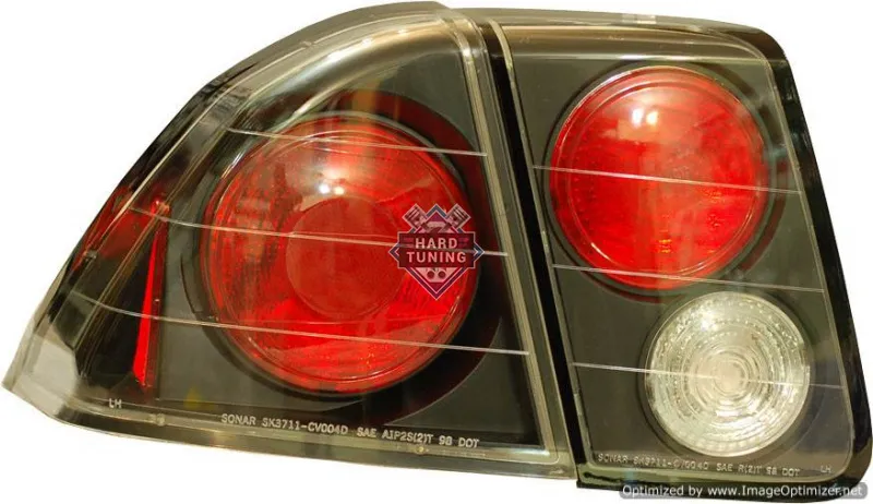 Для Ноnda Civic (Хонда Цивик) 2001-2003г.в. Комплект задней альтернативной оптики. Черная. Круги.