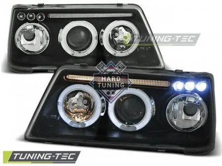 Передние фары Peugeot 205 (1983-1996) Angel Eyes черные