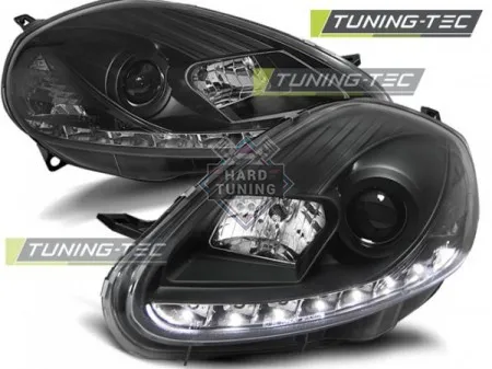 Передние фары Fiat Grande Punto 3 (2008-2009) Daylight черные
