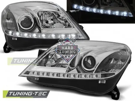 Передние фары Opel Astra H (2004-2009) 3.5D Daylight хром