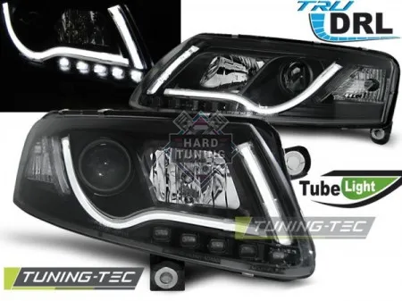 Передние фары AUDI A6 C6 2004-2008 HEADLIGHTS TUBE LIGHT DRL fits черные
