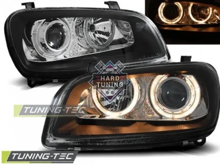 Передние фары Toyota RAV4 (1994-2000) Angel Eyes черные