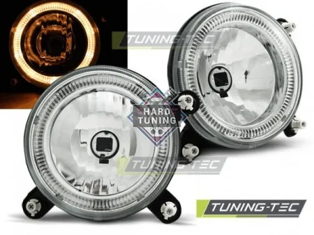 Передние фары Volkswagen GOLF 1 / GOLF 2 Angel Eyes хром