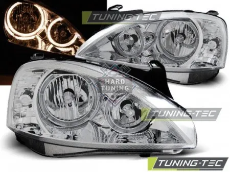 Передние фары Opel Corsa C (2000-2006) Angel Eyes хром