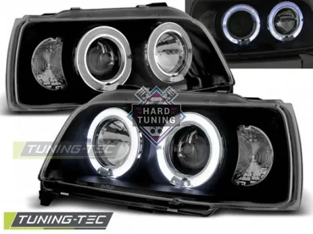 Передние фары Renault Clio (1990-1995) Angel Eyes черные
