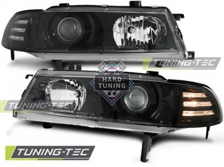 Передние фары Honda Prelude 4 (1992-1997) Angel Eyes черные