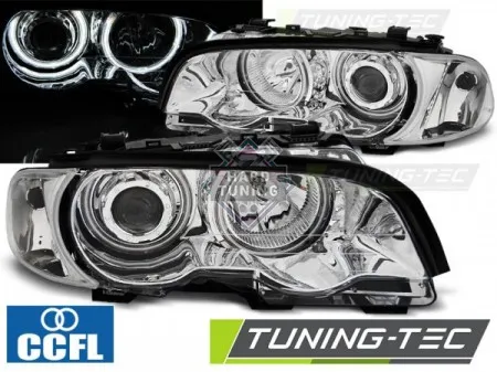 Передние фары BMW E46 (1999-2003) COUPE CABRIO HEADLIGHTS ANGEL EYES CCFL fits хром