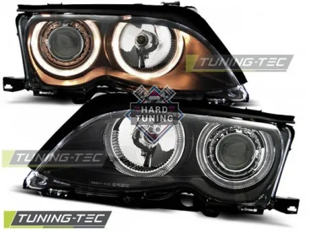 Передние фары BMW E46 (2001-2005) S/T HEADLIGHTS ANGEL EYES BLACK fits черные