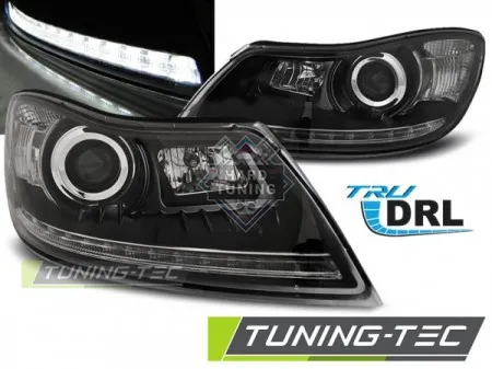 Передние фары Skoda Octavia A5 (2009-2012) True DRL черные