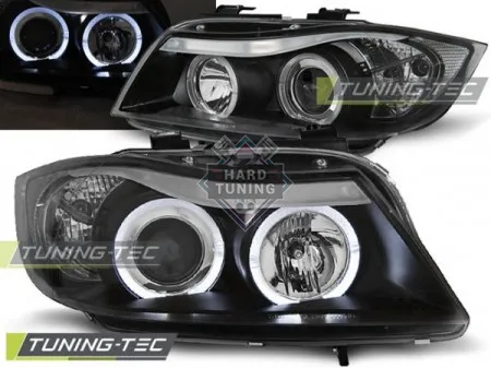 Передние фары BMW E90/E91 (2005-2008) HEADLIGHTS ANGEL EYES fits черные