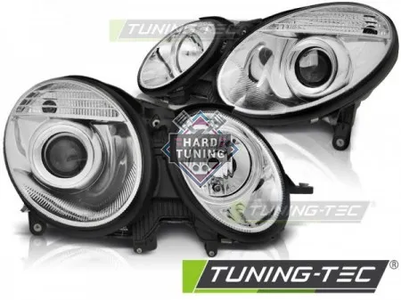 Передние фары Mercedes W211 (2005-2009) хром