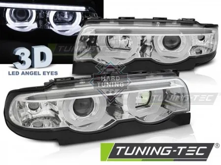 Передние фары BMW E38 (1994-2001) HEADLIGHTS ANGEL EYES LED 3D fits хром