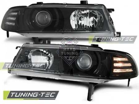 Передние фары Honda Prelude 4 (1992-1997) Angel Eyes черные