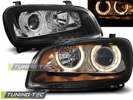 Передние фары Toyota RAV4 (1994-2000) Angel Eyes черные