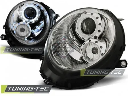 Передние фары BMW MINI (COOPER) (2006-2014) HEADLIGHTS ANGEL EYES fits хром