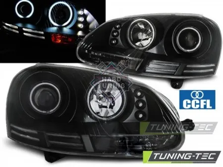 Передние фары Volkswagen Golf 5 (2003-2009) Angel Eyes CCFL черные