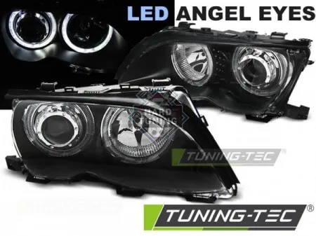 Передние фары BMW E46 (2001-2005) HEADLIGHTS ANGEL EYES LED fits черные