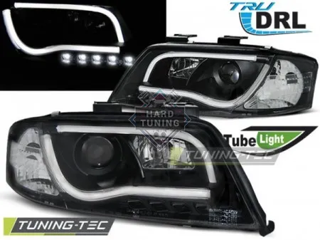 Передние фары AUDI A6 С5 1997-2001 HEADLIGHTS TUBE LIGHT DRL fits черные