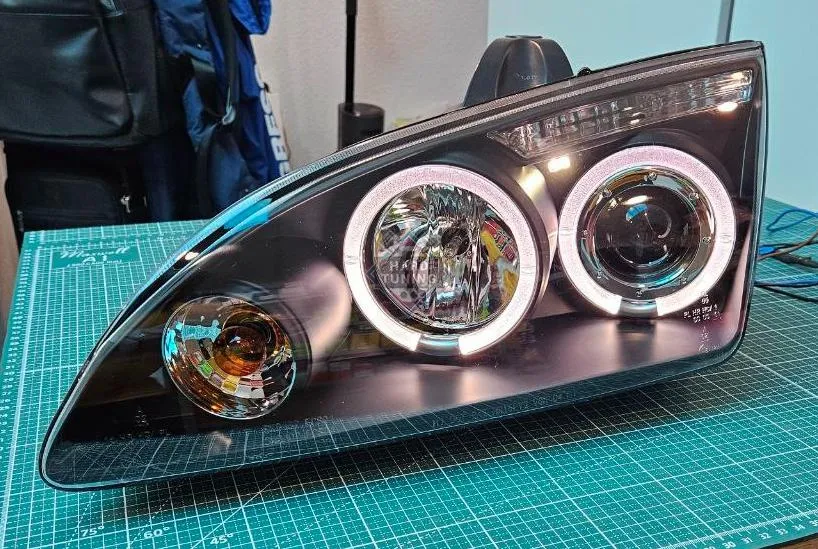 Передние фары FORD FOCUS 2 (2004-2008) ANGEL EYES черные