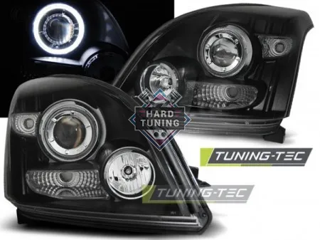Передние фары Toyota Land Cruiser Prado 120 (2003-2009) Angel Eyes CCFL черные