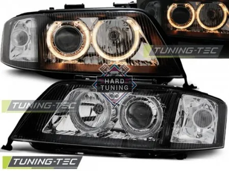 Передние фары AUDI A6 С5 1997-2001 HEADLIGHTS ANGEL EYES fits черные
