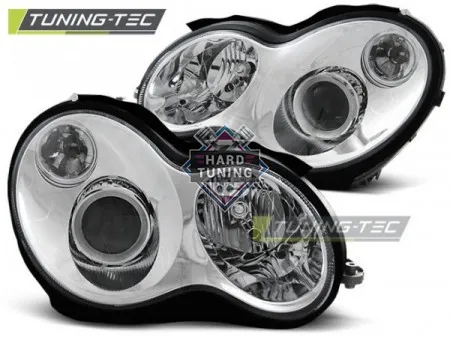 Передние фары Mercedes W203 C-Class (2000-2004) хром