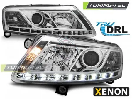 Передние фары AUDI A6 C6 2004-2008 XENON HEADLIGHTS TRUE DRL fits хром