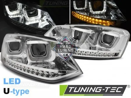 Передние фары Volkswagen Polo 5 (2009-2014) U-LED Light хром