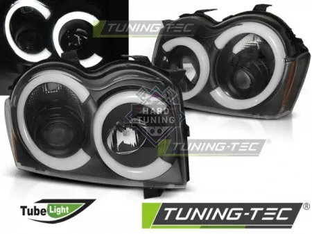 Передние фары Jeep Grand Cherokee (2005-2008) Tube Light черные
