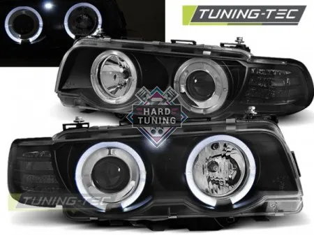 Передние фары BMW E38 (1998-2001) HEADLIGHTS ANGEL EYES fits черные