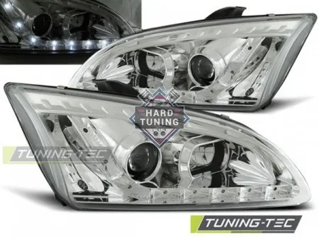 Передние фары FORD FOCUS 2 (2004-2008) DAYLIGHT хром