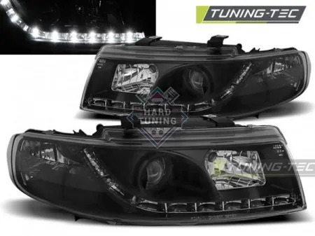 Передние фары Seat Leon / Toledo (1999-2004) Daylight Chrome черные