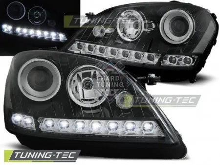Передние фары Mercedes W164 ML M-Class (2005-2007) Daylight черные
