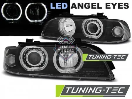 Передние фары BMW E39 (1995-2003) HEADLIGHTS ANGEL EYES LED fits черные