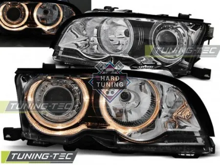Передние фары BMW E46 (2001-2003) COUPE CABRIO HEADLIGHTS ANGEL EYES fits хром