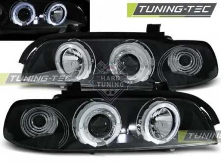 Передние фары BMW E39 (1995-2003) HEADLIGHTS ANGEL EYES fits черные