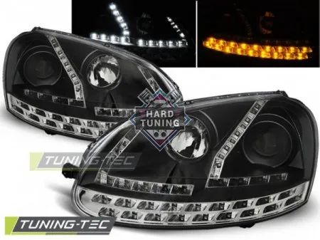 Передние фары Volkswagen Golf 5 (2003-2008) Daylight черные