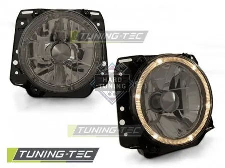 Передние фары Volkswagen Golf 2 (1983-1991) Angel Eyes Smoke