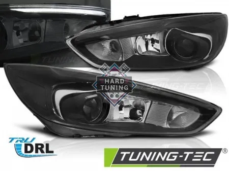 Передние фары Ford Focus 3 (2014- 2018) LED DRL (LED OEM) черные