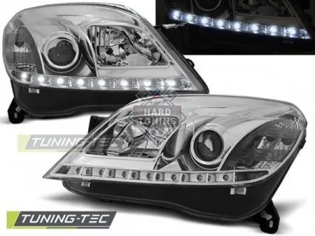 Передние фары Opel Astra H (2004-2009) 3.5D Daylight хром