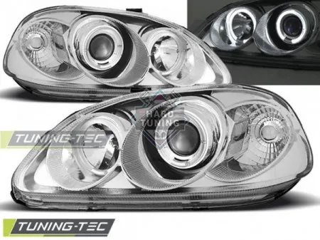 Передние фары Honda Civic 6 (1995-1999) Angel Eyes хром